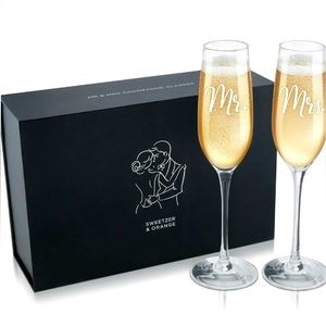 Mr & Mrs champagne glasses Sweetzer & Orange In original box Wedding Anniversary